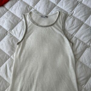 White silver beaded sleeveless top